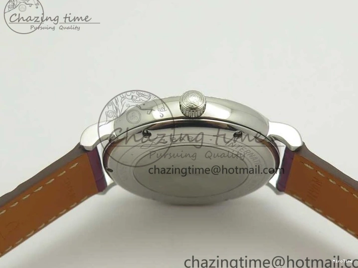 MIROTIME 0113 Portofino IW458101 Diamond Bezel SS MK 1:1 Best Edition Silver Dial On Purple Leather Strap MIYOTA Tailored 7166